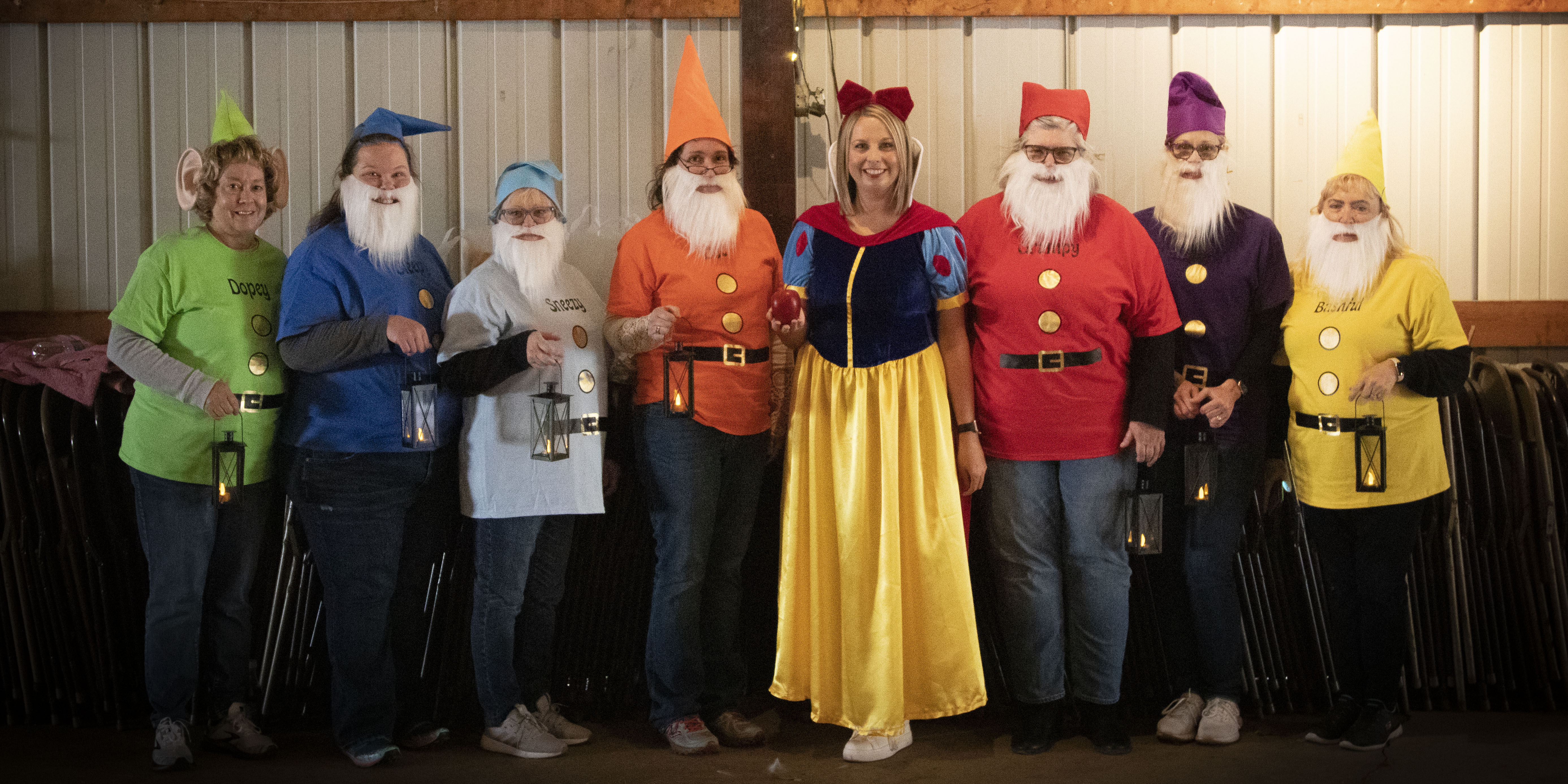staff at Carlinville area hospital dressed as snow white and the seven dwarves