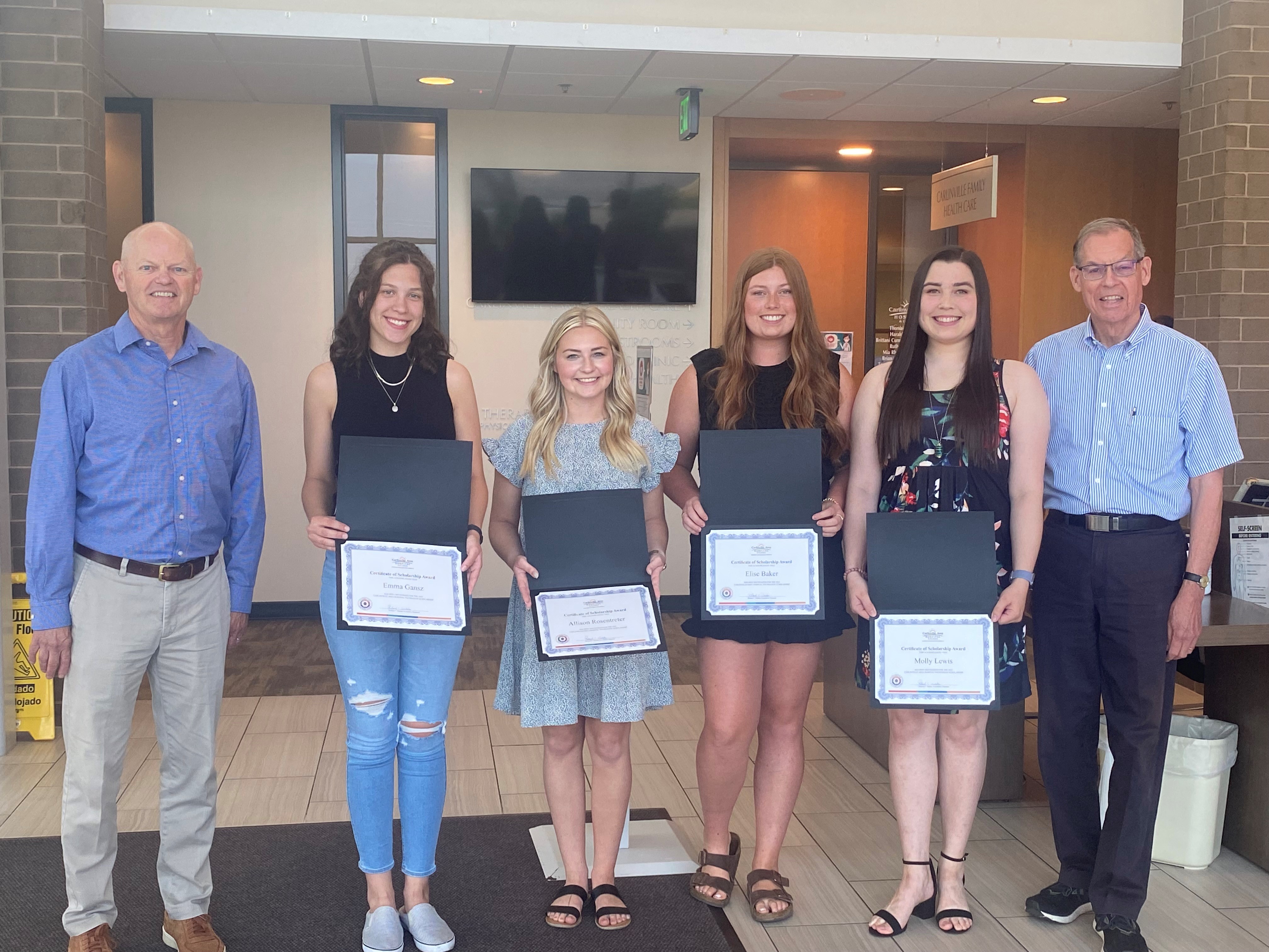 Photo of carlinville area hospital scholarship award winners